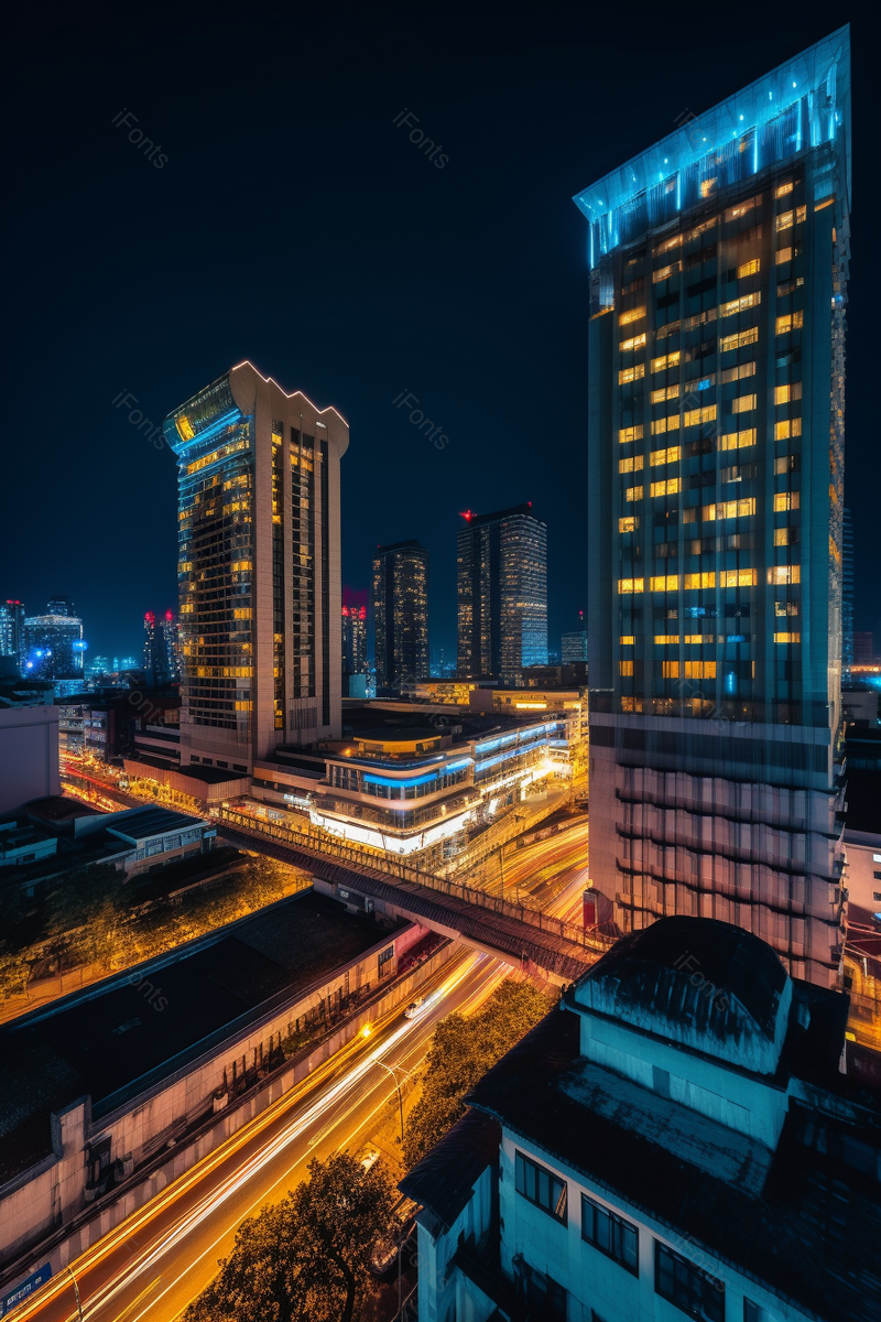 实拍蓝色城市夜景车流光摄影背景,高清,摄影图,摄影图片,图片大全,摄影图免费下载